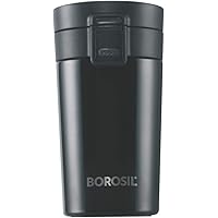 Borosil - vacuum insulated Hydra Coffeemate stainless Steel travel mug - spill proof - hot and cold_BT300BLK110_300ml