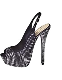 ROBERTO BOTELLA - <p>Peep toes con strass y en raso</p> - Color Negro - Talla 40