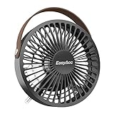 EasyAcc Ventilatore USB portatile da 4 pollici Ventilatore piccolo da tavolo Ventilatore personale con 3 pale con impugnatura in pelle Ventilatore regolabile per tavolo da ufficio a casa da tavolo, ecc Nero
