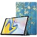 Produktbild MoKo Hülle für Samsung Galaxy Tab A 10.5", Slim PU Leder Tasche Schutzhülle Smart Case mit Auto Sleep/Wake up Funktion und Standfunktion für Galaxy Tab A 10.5" (SM-T590/T595/T597) - Aprikose Blume