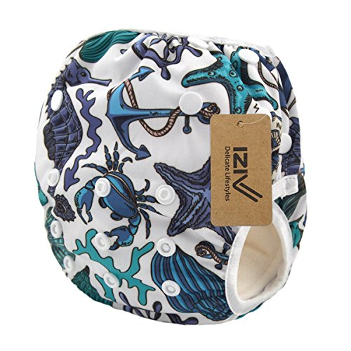 iZiv(TM) Newborn Nappy Infant Waterproof/Adjustable/Reusable/Washable Pocket Swimming Nappy Fit Babies 0-1 Year(Marine Organisms)