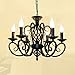 Produktbild Kerze-Stil Kronleuchter Geschnitzte Eisen Deckenleuchte Vintage Pendelleuchte 6-Licht-Innenleuchte Für Wohnzimmer Esszimmer Schlafzimmer