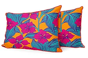 DreamVio Jute Fabric Printed Decorative Pillow/Throw/Cushion Covers for Living Room, Bed Room, Sofa,Chairs,Pillow Cases, Pillow Covers Set of 2, Size 12x18 Inches Style62