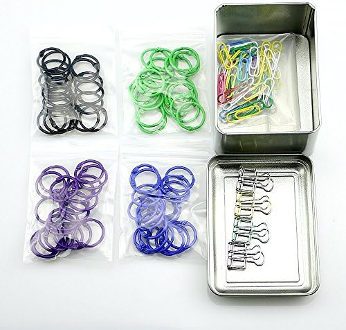 TTqp.office Loose Leaf Binder Rings Book Ring Keychain, 1 inch, 60pcs + 50pcs Paper Clips + 4pcs Binder Clips (Colorful)