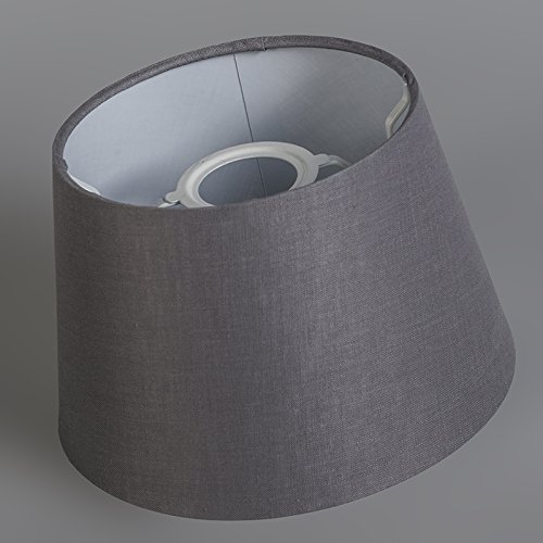 QAZQA Leinen Lampenschirm 25cm rund DS E27 leinen dunkelgrau , Rund konisch Schirm Pendelleuchte, Schirm Stehleuchte, - 4
