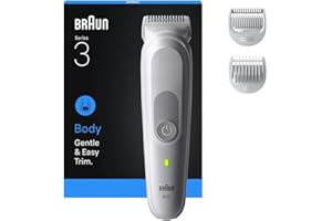 ‎BRAUN Braun Bodygroomer Series 3, Elektrischer Körperrasierer Herren mit 3 Zubehörteile, Kabelloser Trimmer für Intimbereich und Körper, 80 Min Akku, Wasserdichter Körperhaartrimmer, BG3530, Grau