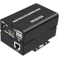 XYKJOBC HDMI KVM extender 60M over cat5/6 ethernet cable 1080P USB KVM HDMI Extende Audio Video Converter For PC Ps5 Loptop HDTV (60M)