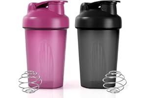 Fefod Shaker per proteine, 400 ml, shaker per proteine con scala di misurazione, senza BPA, a prova di perdite, durevole, per frullati di proteine del siero cremoso, con sfera di miscelazione