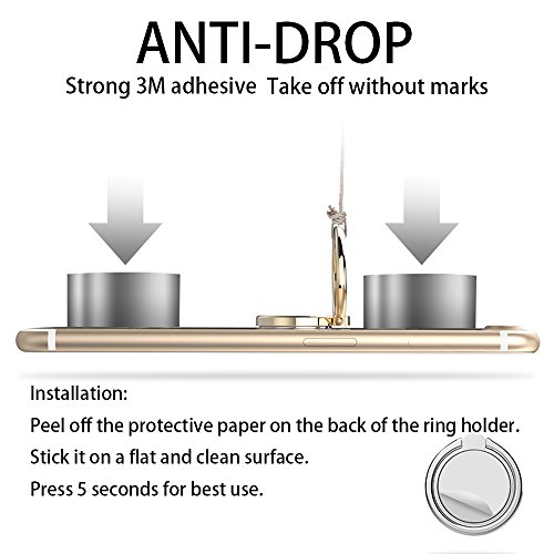 Anello Supporto Smartphone, SKYEE Anello Supporto Cellulare 360 Gradi Rotazionecon con Adesivi 3M, Gancio Anti-drop e chiusura antifurto, Universale Phone Holder, Grip And Stand per iPhone X 8 Smartphone e Tablets (Grigio)