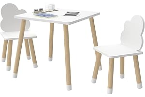 KYWAI- Table et Deux chaises pour Enfants en Bois Blanc, Petite Table carrée de Style Nordique, Bureau pour Enfants pour Chambre à Coucher. Meubles pour Enfants