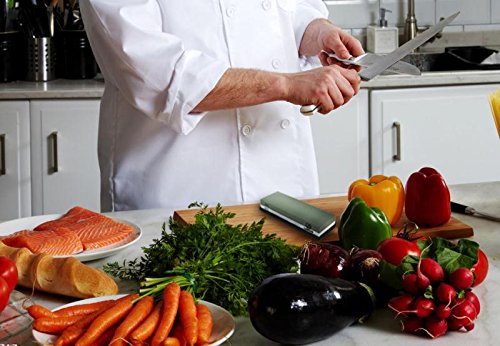 2-in-1-Messerschärfer Stein, 2 Seite Körnung 1000/4000 Schleifstein | Bonus Bambus rutschfest Boden & Winkel Führer - 4