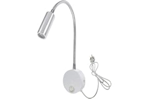 WeFoonLo 3W Wall Mounted Reading Light Flexible Gooseneck LED Sconce Lamp with Plug & Switch for Bedroom, Office, Workbench, Studio (3W Silver-Warm White)