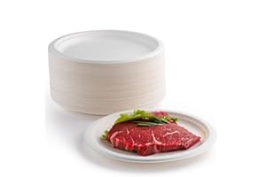 EVYIENEN 100 piatti di carta, bianchi,15 cm, 100% biodegradabili e compostabili, piatti usa e getta, ecologici, per picnic, barbecue (100 pezzi/15CM, bianco)