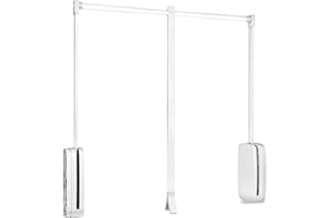 Emuca - Appendiabiti per armadio Sling, 600-830mm, Plastica bianca, Acciaio e Tecnoplastica.