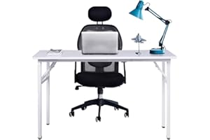 sogesfurniture Tavolo Pieghevole 120x60cm Scrivanie Computer Scrivanie Studio Ufficio Postazioni di Lavoro Tavolo Scrivania PC Moderno in Acciaio Legno, Bianco AC5W-120-SF