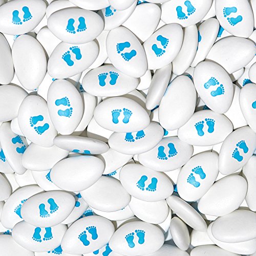 250g Schokodragees Taufe EinsSein® bedruckte Füßchen Baby Blau Dragees Schokolinsen Taufmandeln Zuckermandeln Schokomandeln Taufe Segnung Weihe Weihung Junge Mädchen weiss herz schoko spruch hellblau - 8