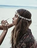 Cadena de mujer hecha a mano. Diadema bohemia bohemia para novia con cadena de cabeza de plata, accesorios para el pelo de boda.
