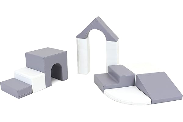 IGLU Soft Play 10 Grande Modules de Motricité en Mousse Blocs de Construction Jouets éducatifs - Antidérapant (Gris, Blanc)