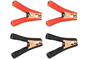 Joyan 4 Pinze Batteria in Rame di Grandi Dimensioni 100 A, Morsetti Isolati per Batteria per Cavi di Ricarica del Veicolo, Cavi di Ponticello della Batteria Dell'Auto (90 * 73 mm, Rojo+Negro)