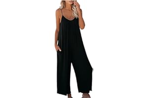 NUSGEAR 2023 Mono Peto Suelto Mujer Jumpsuit de Eslinga Verano Moda Petos de Pantalones Largo Casual Bolsillo Elegante Clásico Color Sólido Monos Pierna Ancha Playa Cómodo Pantalón Rompers