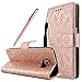 Produktbild Fraelc® Samsung Galaxy S6 Hülle Premium Kunstleder Tasche im Bookstyle Klapphülle mit Weiche Silikon Handyhalter Lederhülle für Samsung Galaxy S6 Indische Sonne Design Brieftasche - Rose Gold