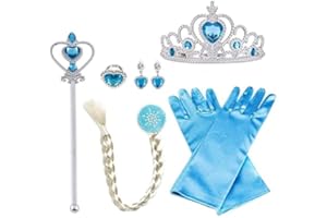 Vicloon Elsa Princess Tiara, Fairy Wand and Tiara Crown Elsa Dress Up Accessories Set for Party, Cosplay