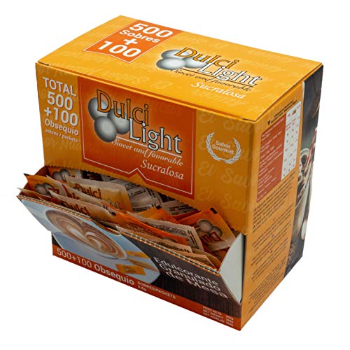 DULCILIGHT SUCRALOSA 500+100 Obsequio Total 600 Sobres, EDULCORANTE Granulado Gourmet CON EL SABOR NATURAL DEL AZÚCAR