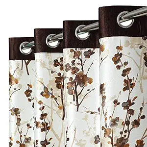 Yes Cart Home Polyester Floral Room Darkening Panel Eyelet Drapes Door Curtain ( 4 x 7 Feet, Coffee Joint, 2 Piece)