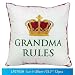 Produktbild Grandma Rules Fun Novelty White Decorative Cushion with Crown Artwork by Rules Range