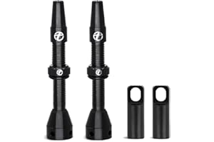 Thinvik Válvula Presta Tubeless 65mm - Kit de válvulas ultraligeras para neumáticos Tubeless - 2 válvulas Presta Tubeless con tapón de aleación de Aluminio y Herramienta extraenúcleos (Negra)