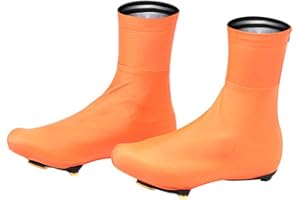 SXFJF Copriscarpe da Bicicletta per Uomo Donna, MTB Road Silicone Copriscarpe con Lucchetto per Ciclismo Ultra Wear Senza Cerniera Impermeabile Antivento, per Bici da Strada,Arancia,XL