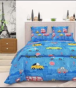 YKC Cars Printed Reversible AC Comforter / Blanket / Duvet for Kids Double Bed Boys / Girls - Size 90 x 100