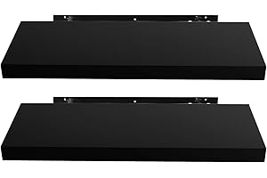 EUGAD Mensola a Muro Set da 2, 80cm, Mensole Librerie da Parete Scaffale MDF Stile rétro Ripiano Portaoggetti, Nero, 0045QJ-2