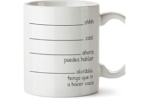 MUGFFINS Taza Graciosa - Shhh Casi… Tengo Que IR a Hacer Caca - Regalos Divertidos de Desayuno. Cerámica 350 mL