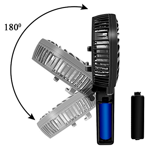 USB Ventilator VersionTech Faltbarer Mini Handventilator Kleiner Lüfter, Elektrisch Wiederaufladbar, Optimal für Mini-Chargeable Portable Laptop Schlafzimmer Büro Draußen Schwarz (Inkl. 18650 Akku ) - 8