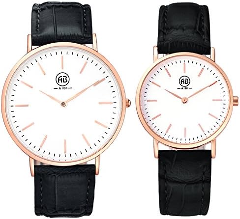 DMwatch Couple's Lover's Analog Quartz Black Leather Bracelet And White Case With Water Resistance 3ATM Fashion Wrist Watches