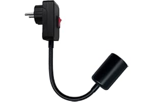 LAKONEI Lámpara Enchufe E27 con Interruptor, Brazo Flexible 360° Rotación y Extensión