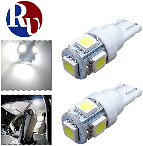 RVNI 2 x T10 Wedge 5-SMD 5050 LED Light bulbs Super White Car Side Wedge Tail Light Lamp W5W 2825 158 192 168 194