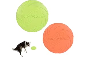 SGERUFZ 2 Pcs Frisbee pour Chien Jouet Chien pour Jeux Sportifs en Plein Air Idéal pour l'Exercice et l'Activité Physique des Petits et Moyens Chiens Vert et Orange