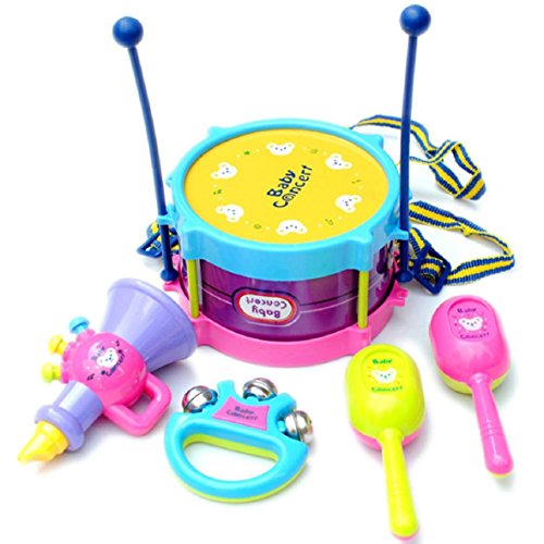 Malloom® 5pcs Kids Baby Roll Drum Musical Instruments Band Kit Children Toy(Random Color Delivery)