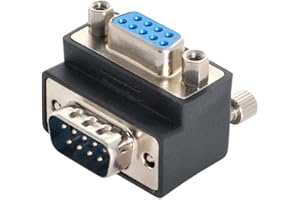 xiwai DB9P Adaptador de extensión de puerto serie D-Sub 9 pines RS232 macho a hembra de 90 grados para cambio de género en ángulo