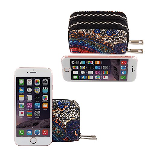 Te-Rich Womens Wallets RFID Blocking Canvas Coin Purse - Identity Protection Credit ID Card Pouch - Twin Metal Zippers, Bohemian Style, Purple