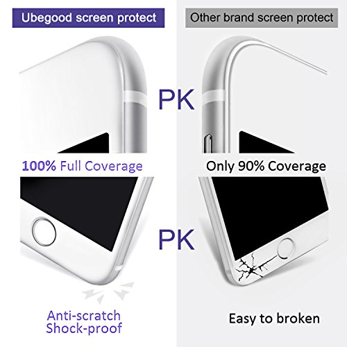 iPhone 7 Plus Schutzfolie , Ubegood [1-Pack] iPhone 7 Plus Gehärtetem Glas Ultra-klar Panzersglas 9H Hartglas Displayschutzfolie für iPhone 7 Plus (Weiß) - 4