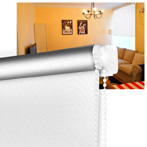SHINY HOME® 2 Jahre Garantie Rollo (Breite und Höhe) 80 x 175cm für Fenster Tür mit Klemmträgern Verdunklung Verdunklungsrollo Klemmträger Fensterrollo Silberbeschichtung Weiss