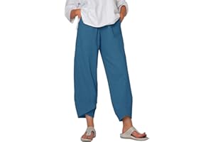 heekpek Pantaloni Donna Estivi Cotone Lino Leggeri Comodi Pantalone Casual Donna Larghi Tinta Unita Pantaloni Spiaggia 9/10 Lunghezza