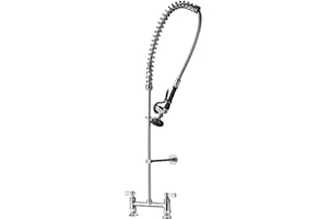 NISBETS Vogue Pedestal Pre Rinse Spray, Stainless Steel, Dimensions: 1160(H) x 390(W) x 180(D) mm, Output: 7 Litre/min, 180 mm Distance Between Taps, WRAS Approved, Brass & Steel Construction, CE985