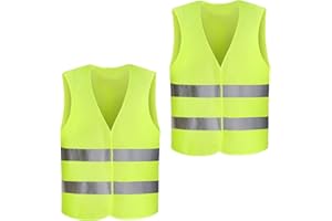 SZKKQKJ 2 Stück Warnwesten Auto,Warnweste, 360° Sicherheitsweste, Reflektierend Weste Waschbar, für Radfahrer, Fahrer, Polizei, Arbeiter, Universalgröße