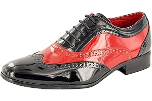 MY PERFECT PAIR Mens Shiny Spats Italian Style Lace Up Wingtip Shoes Formal Shoes