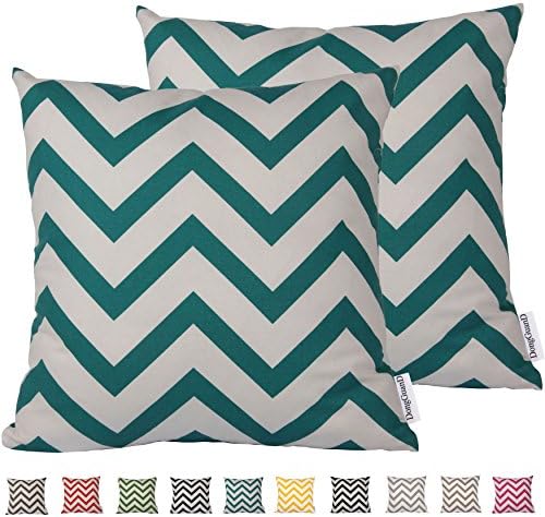 Comoco® 2pc-Pattern Decorative Geometric Thick Canvas Pillowcase Cushion Cover for Sofa Throw Pillow Case(60x60cm,Turquoise)