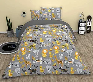 Loreto ? A Quality Linen Brand 180 TC 100% Cotton Single Bedsheet with 1 Pillow Cover - Kids, Multi Colour